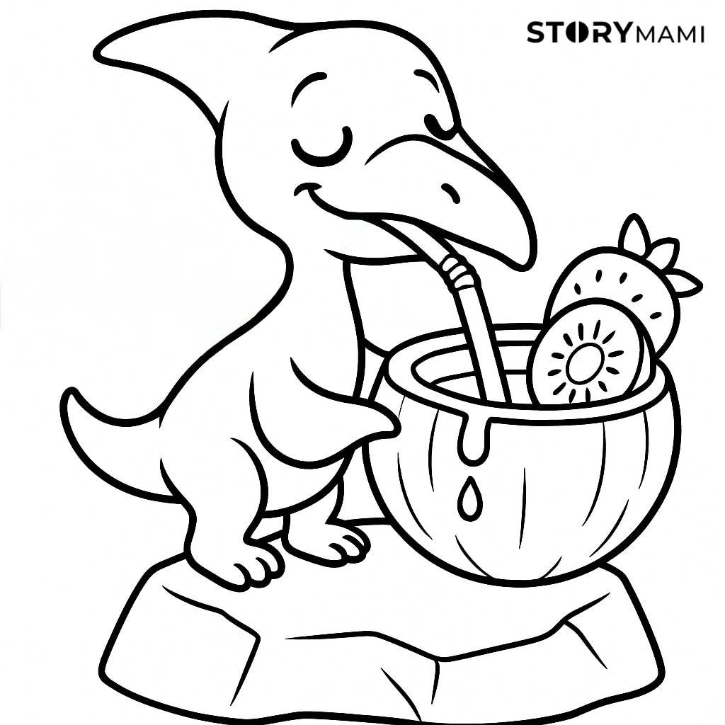Dinosaur Drinking Juice