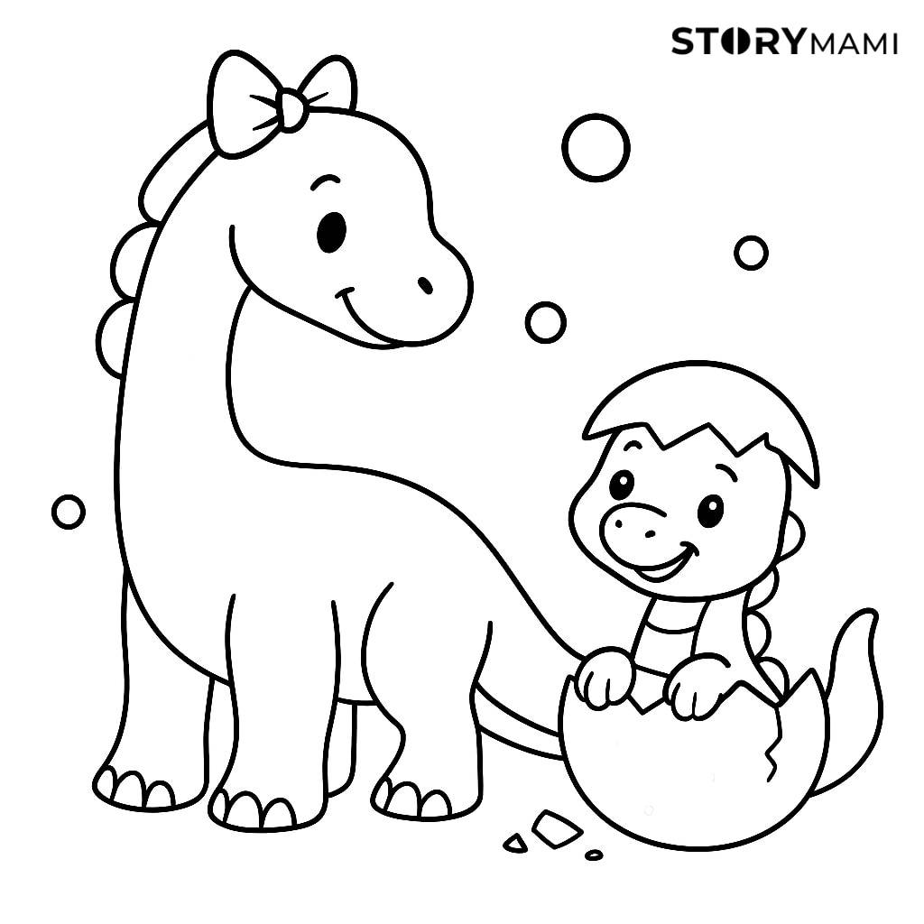 Mother Dinosaur with Baby